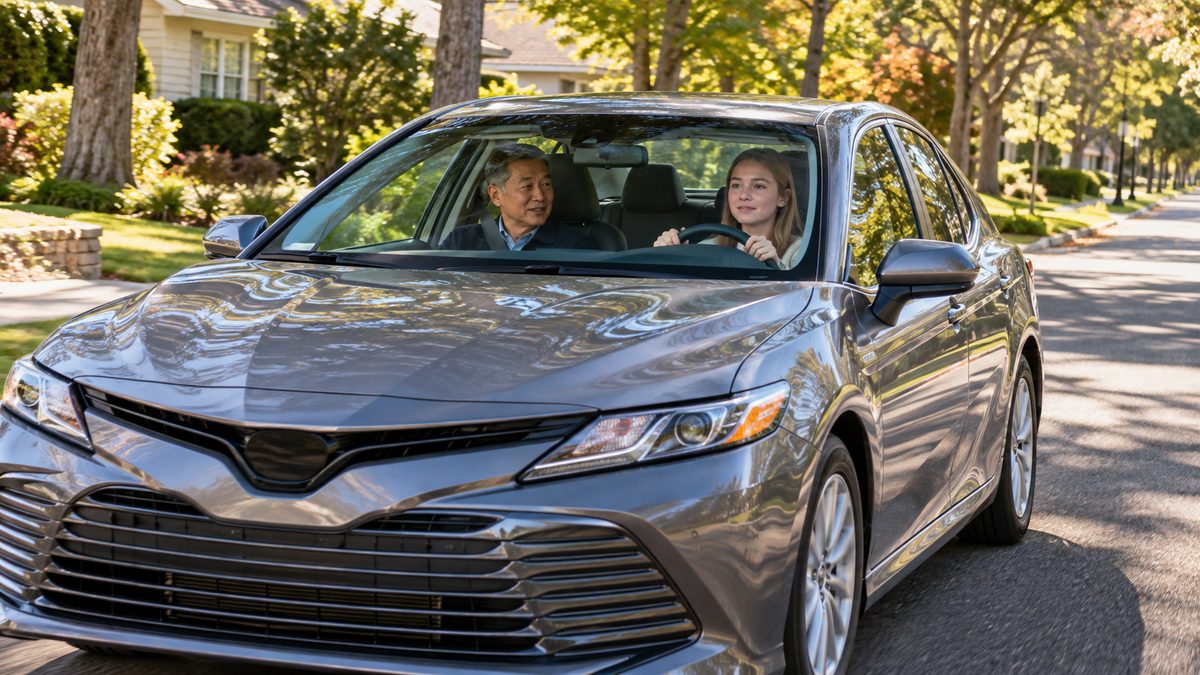 Student driver with an instructor on a residential street