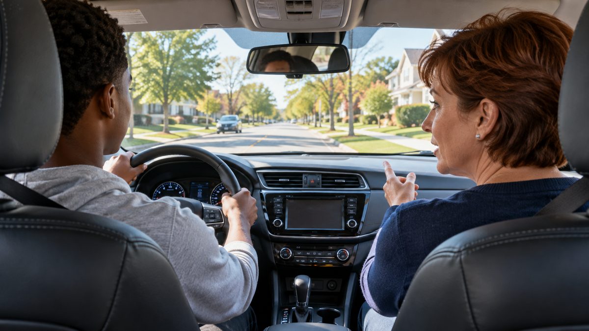 Teen driver with an instructor during a lesson